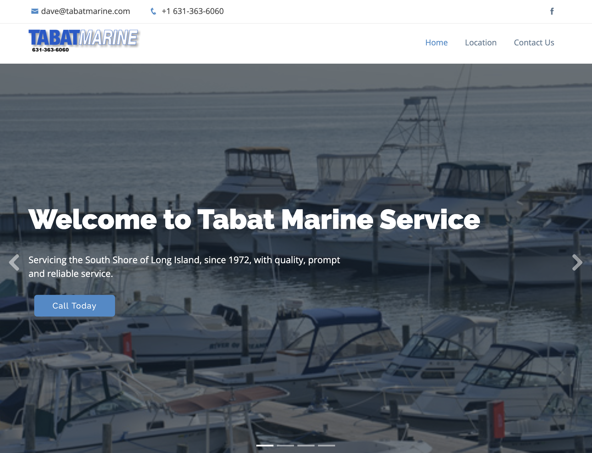 Old Tabat Marine website — dated brochure layout with carousel