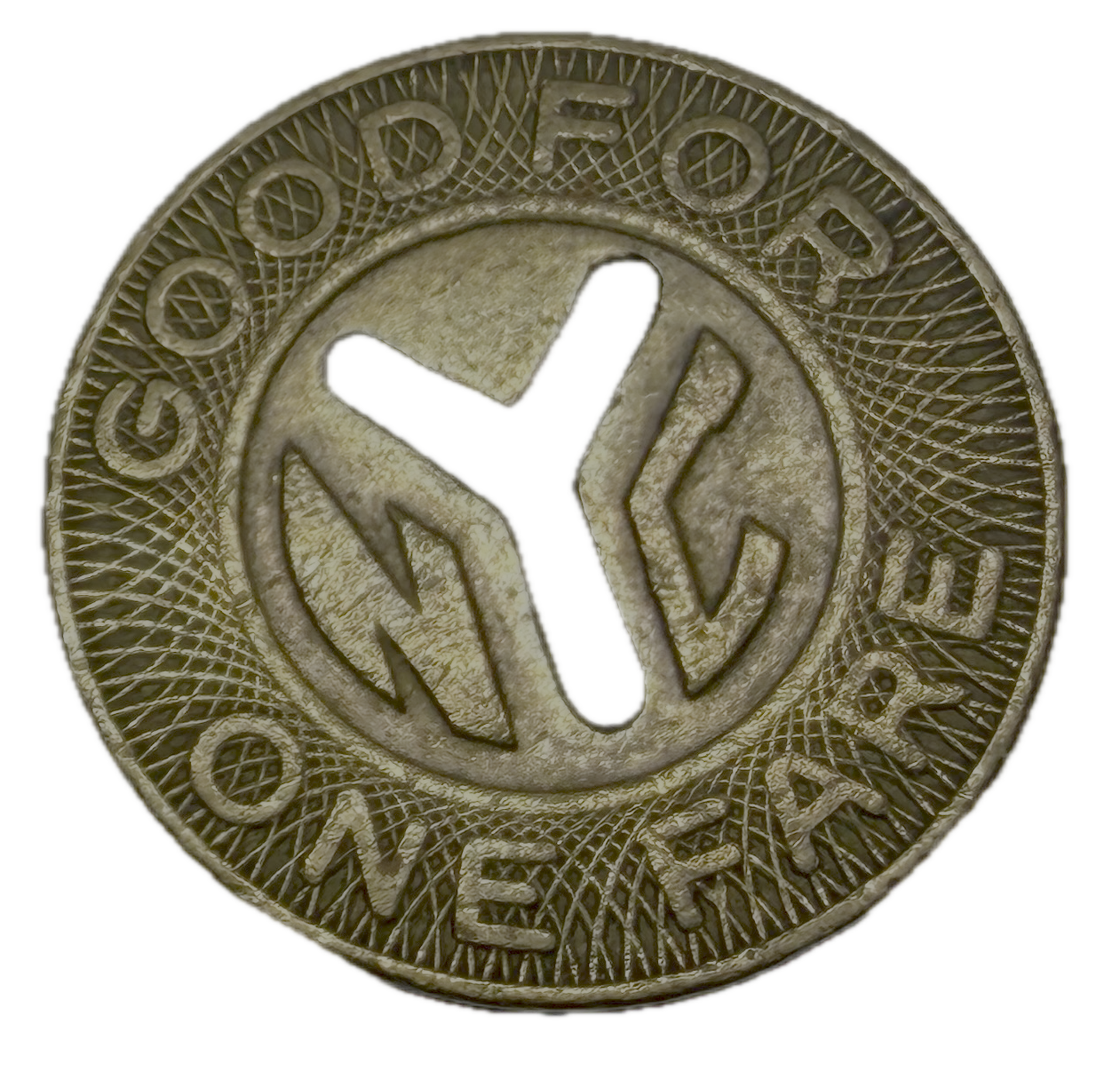 Vintage NYC subway token — Good For One Fare